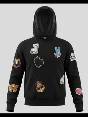 Psycho Bunny Black Hoodie with Monochrome